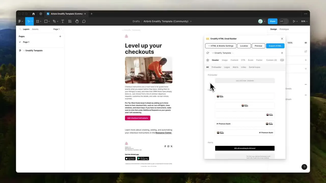 Emailify export workflow preview