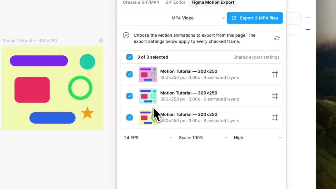 Figma Motion export demonstration in TinyImage