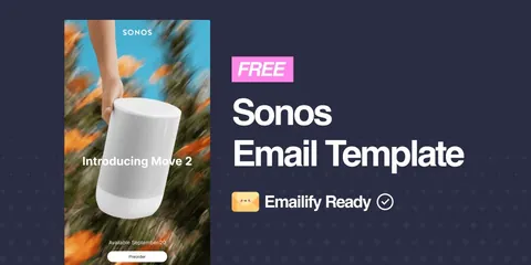 Sonos email template preview; open to inspect the exported HTML